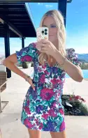 Zia Mini Dress ~ Magenta Blooms Denim(XS)