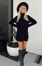 Montreal Mini Dress ~ Black Cable Knit(XS)