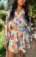 Carrie Collared Dress ~ Ivory Botanical Floral(XS)