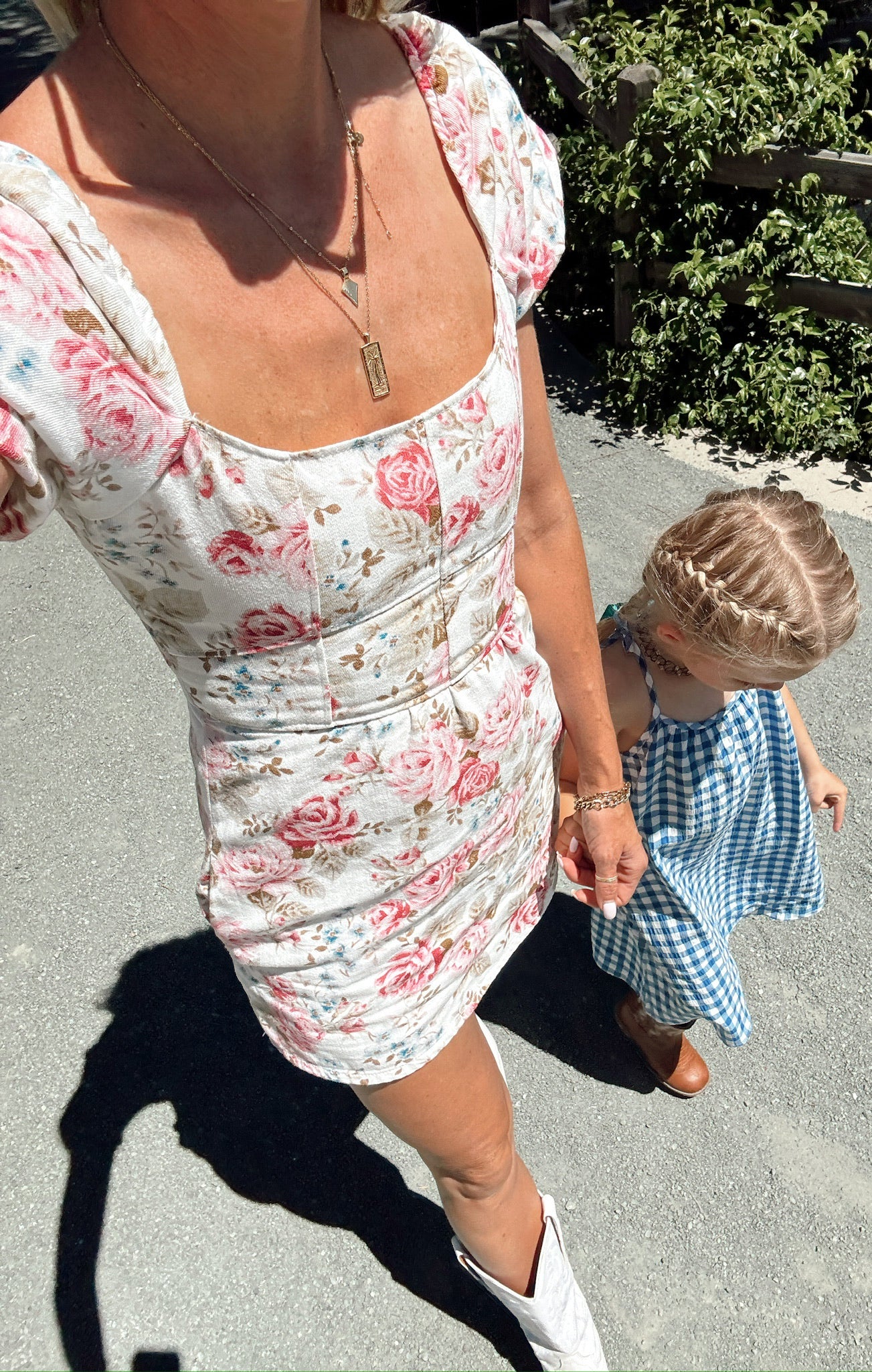 London Lace Up Dress ~ Lovely Roses Denim(XS)