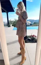 Smitten Babydoll Dress ~ Brown Gingham(XS)
