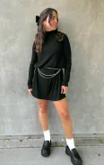 Tammy Turtleneck Dress ~ Winter Rib Black(XS)