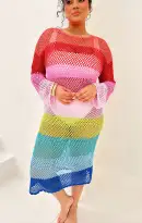 Paula Midi Coverup ~ Stripe Crochet(XS)