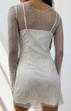 Iconic Mini Dress ~ White Glitz(XXS)