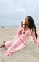 Vacay Coverup ~ Pink Groovy Knit(XS)