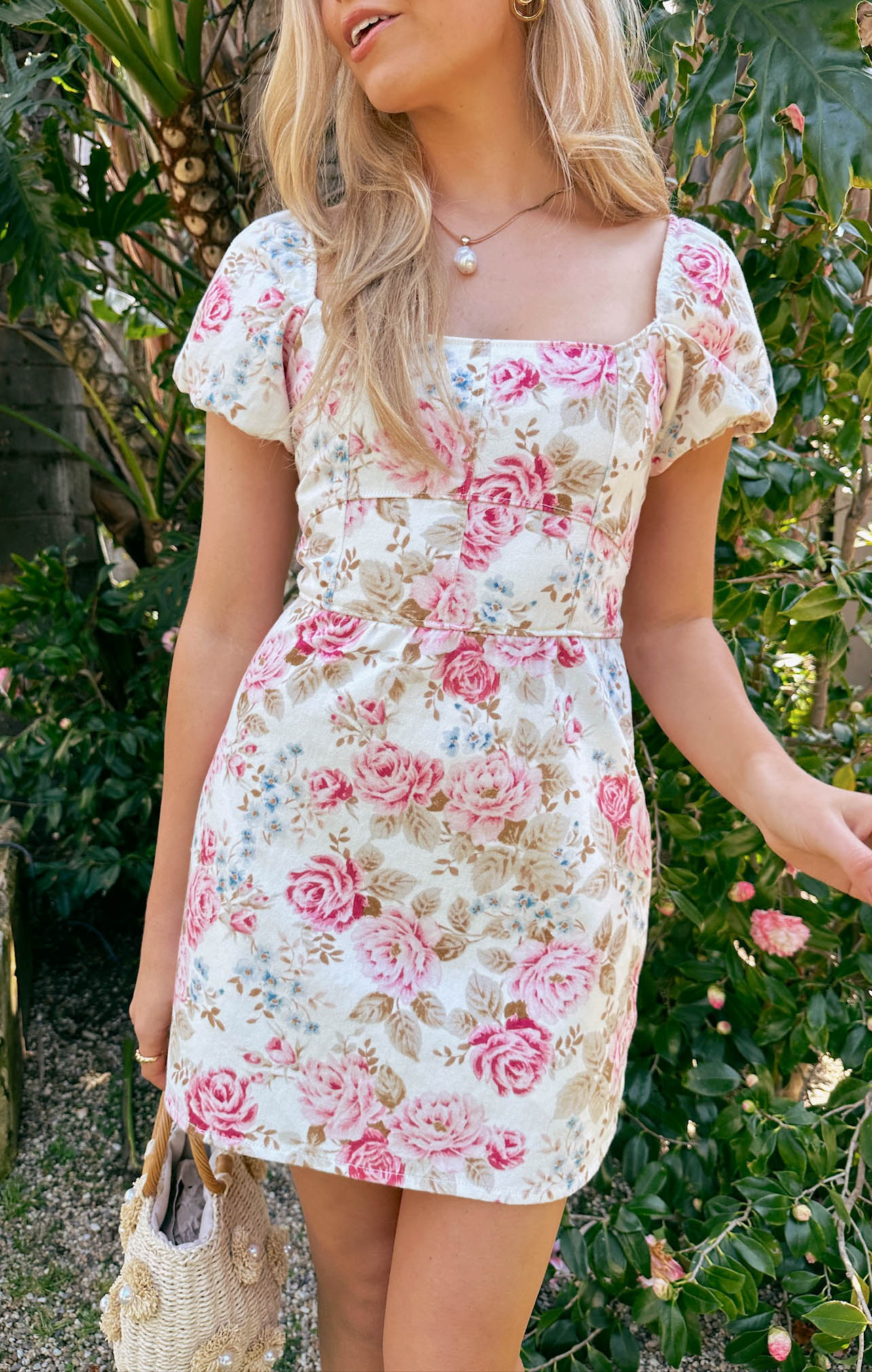 London Lace Up Dress ~ Lovely Roses Denim(XS)