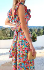 Alexis Midi Dress ~ Bright Begonias(XS)