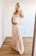Romance Ruffle Dress ~ Champagne Luxe Satin(XXS)