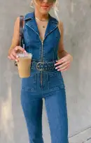 Jacksonville Cropped Jumpsuit ~ Lunar Blue(XS)