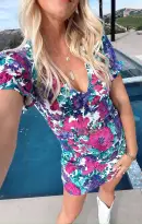 Zia Mini Dress ~ Magenta Blooms Denim(XS)
