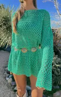 Paula Pullover ~ Sea Green Crochet(XS)
