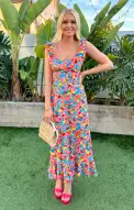 Alexis Midi Dress ~ Bright Begonias(XS)
