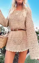 Paula Pullover ~ Latte Crochet(XS)
