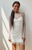 Iconic Mini Dress ~ White Glitz(XXS)