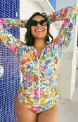 Surfside One Piece ~ Ivory Botanical Rib Scrunch(XS)