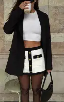 Kit Skirt ~ Cream and Black Knit(XS)