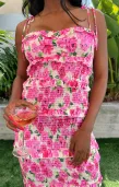 Stella Smocked Dress ~ Pink Floral Soiree(XS)