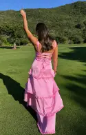 Lady Corset Dress ~ Pink Luxe Satin(XS)