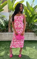 Stella Smocked Dress ~ Pink Floral Soiree(XS)
