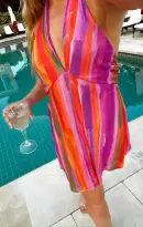 Zappa Mini Dress ~ Sunrise Stripe Mesh(XS)