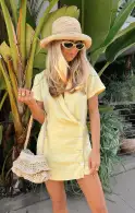 Bicoastal Blazer Romper ~ Butter Yellow Linen