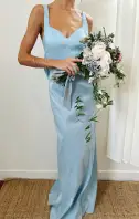 Charlotte Bow Dress ~ Light Blue Taffeta(XXS)