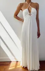Paros Maxi Dress ~ Ivory Pleat(XXS)