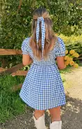 Navy Hair Bow Scarf ~ Blue Bounty Gingham(OS)