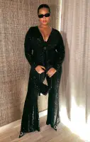 Martina Wrap Jumpsuit ~ Midnight Glitz Sequins(XS)