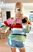 Ember Tunic Sweater ~ Multi Stripe Knit