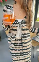Thrill Tie Top ~ Neutral Groovy Knit(XS)