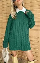 Day to Day Tunic Sweater ~ Emerald Cable Knit(XS)
