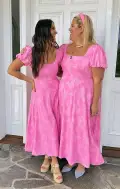 Mia Midi Dress ~ Pink Clip Floral(XS)