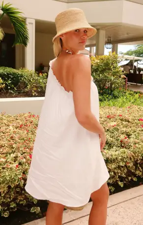 High Volume Mini Dress ~ White Linen(XS)