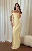 Bella Maxi Dress ~ Pale Yellow Luxe Satin(XXS)