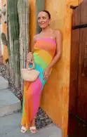 Island Nights Tube Dress ~ Salty Rainbow Stripe Knit(XS)