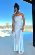 Taylor Tube Maxi Dress ~ Steel Blue Luxe Satin(XXS)