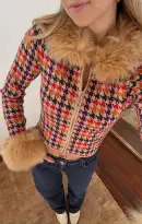 Zermatt Zip Up ~ Valley Houndstooth Faux Fur(XS)