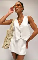 Vicky Vest Top ~ White Linen(XS)