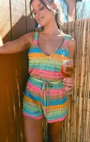 Ren Romper ~ Multi Stripe Crochet(XS)