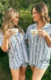 Sunday Morning PJ Set ~ Blue Bliss Stripe Knit(XS)