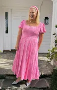 Mia Midi Dress ~ Pink Clip Floral(XS)