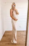 Jasmine Halter Maxi Dress ~ Champagne Luxe Satin(XXS)
