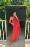 Rhea One Shoulder Dress ~ Red Luxe Satin(XS)