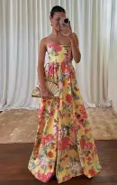 Juliet Maxi Dress ~ Mimosa Floral Taffeta(XS)
