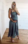 Claire Midi Dress ~ Deep Sage Luxe Satin(XXS)