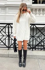 Canyon Tunic Sweater ~ Cream Fuzzy Knit(XS)