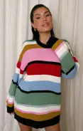Ember Tunic Sweater ~ Multi Stripe Knit(XS)