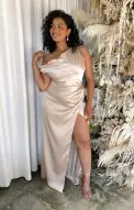 Jodie Dress ~ Champagne Luxe Satin(XXS)