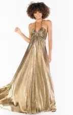 Paros Maxi Dress ~ Pleated Gold(XS)
